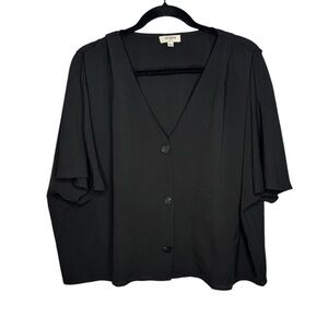 Umgee Oversized Short Sleeve Button Front Boxy Shirt Size Large